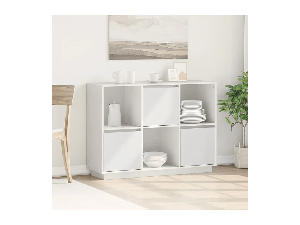 Dressoir 110,5x35x80 cm massief grenenhout wit