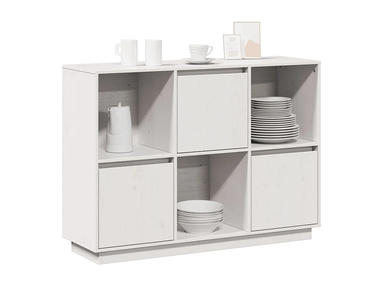 Buffet Blanc 110,5x35x80 cm Bois massif de pin