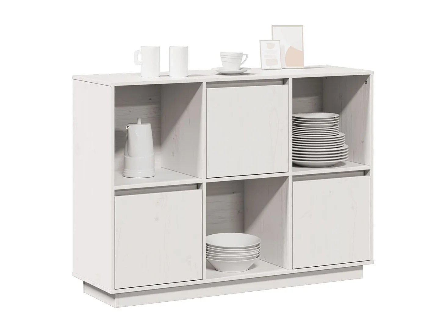 Dressoir 110,5x35x80 cm massief grenenhout wit