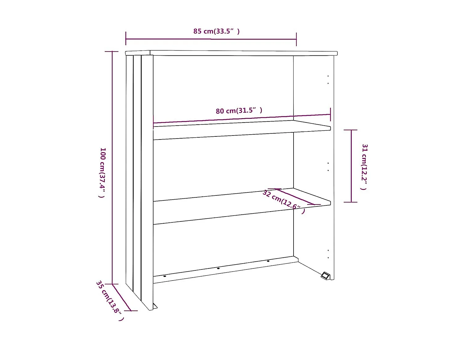 Dessus de buffet HAMAR Blanc 85x35x100 cm Bois de pin massif