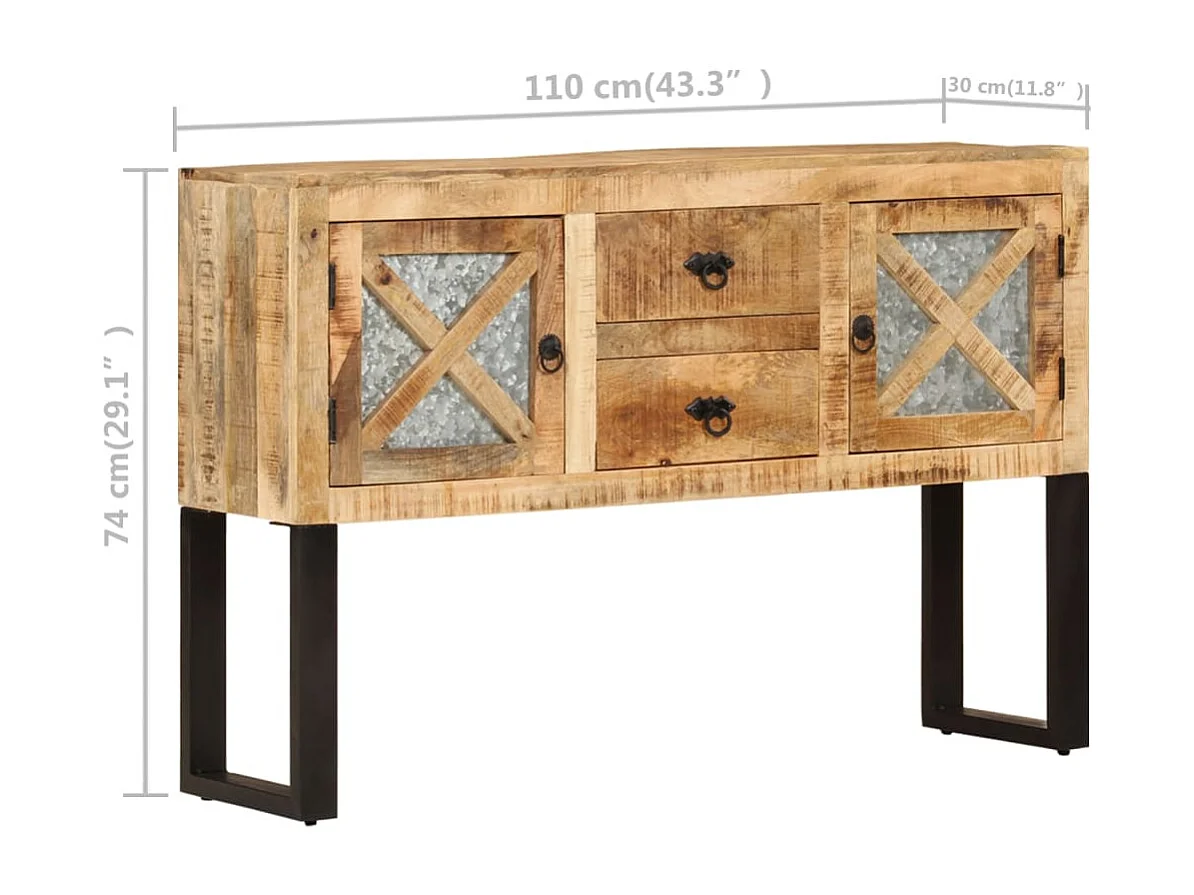 Buffet 110x30x74 cm Bois de manguier brut
