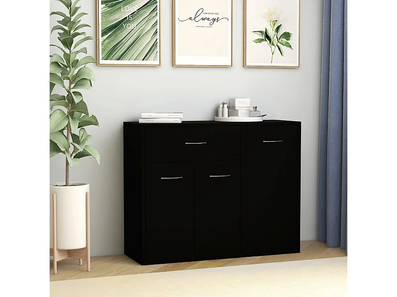 Buffet Noir 88x30x70 cm Bois d'ingénierie