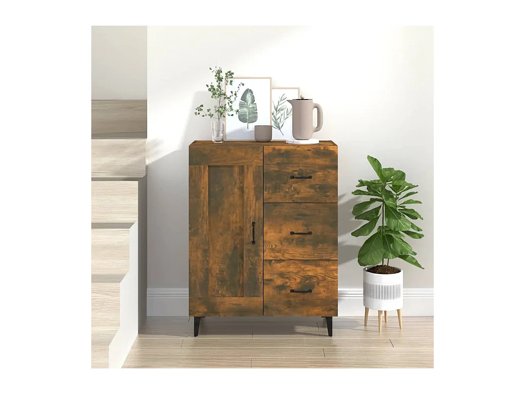 Aparador madera contrachapada color roble ahumado 69,5x34x90 cm