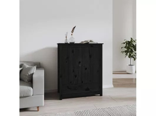 Kauf Unique Highboard Schwarz 83x41,5x100 cm Massivholz Kiefer