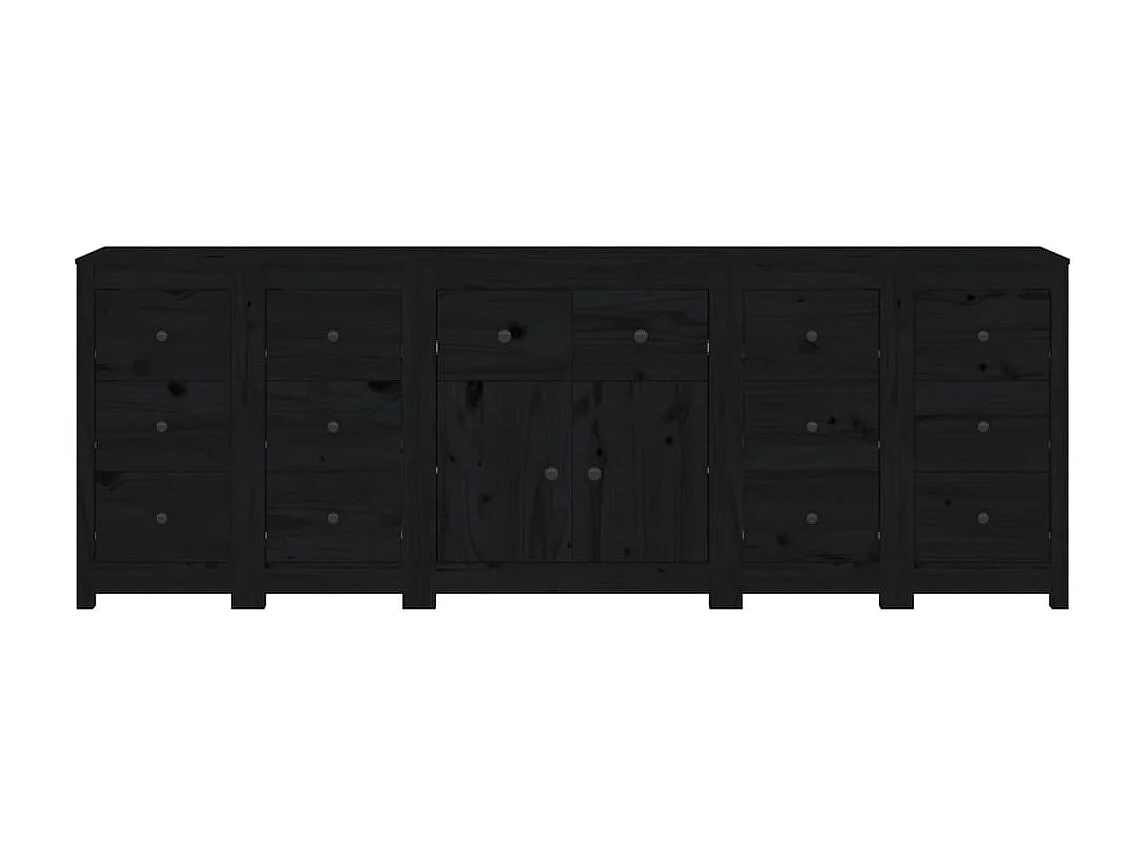 Aparador 230x35x80 cm madeira de pinho maciça preto