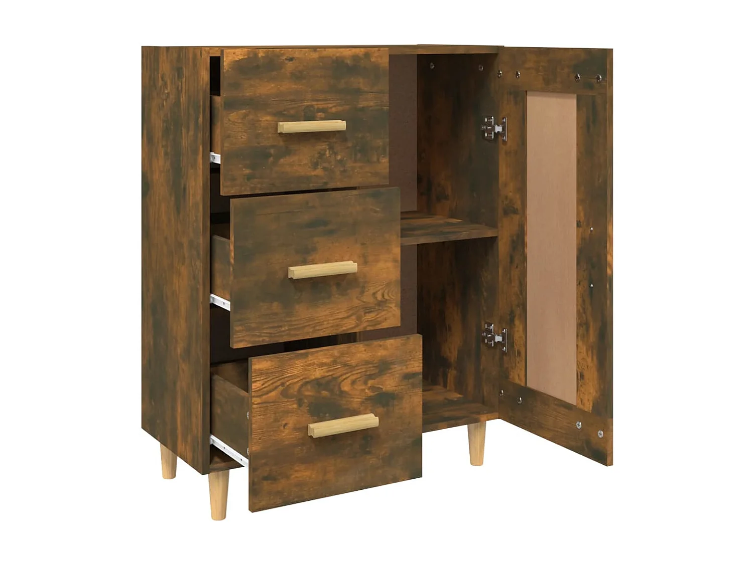 Dressoir 69,5x34x90 cm bewerkt hout gerookt eikenkleurig