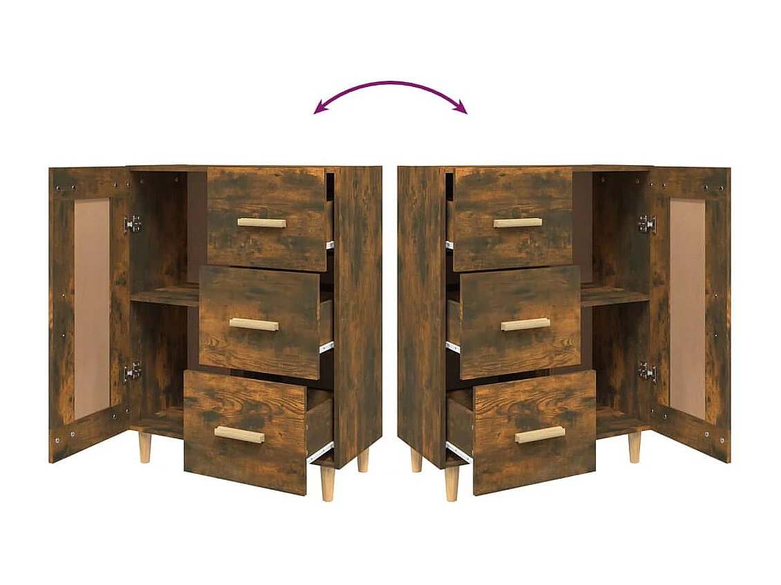 Dressoir 69,5x34x90 cm bewerkt hout gerookt eikenkleurig