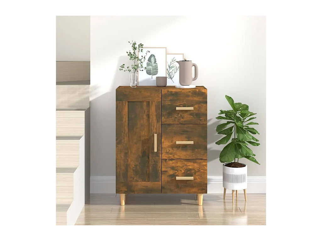 Aparador madera contrachapada color roble ahumado 69,5x34x90 cm