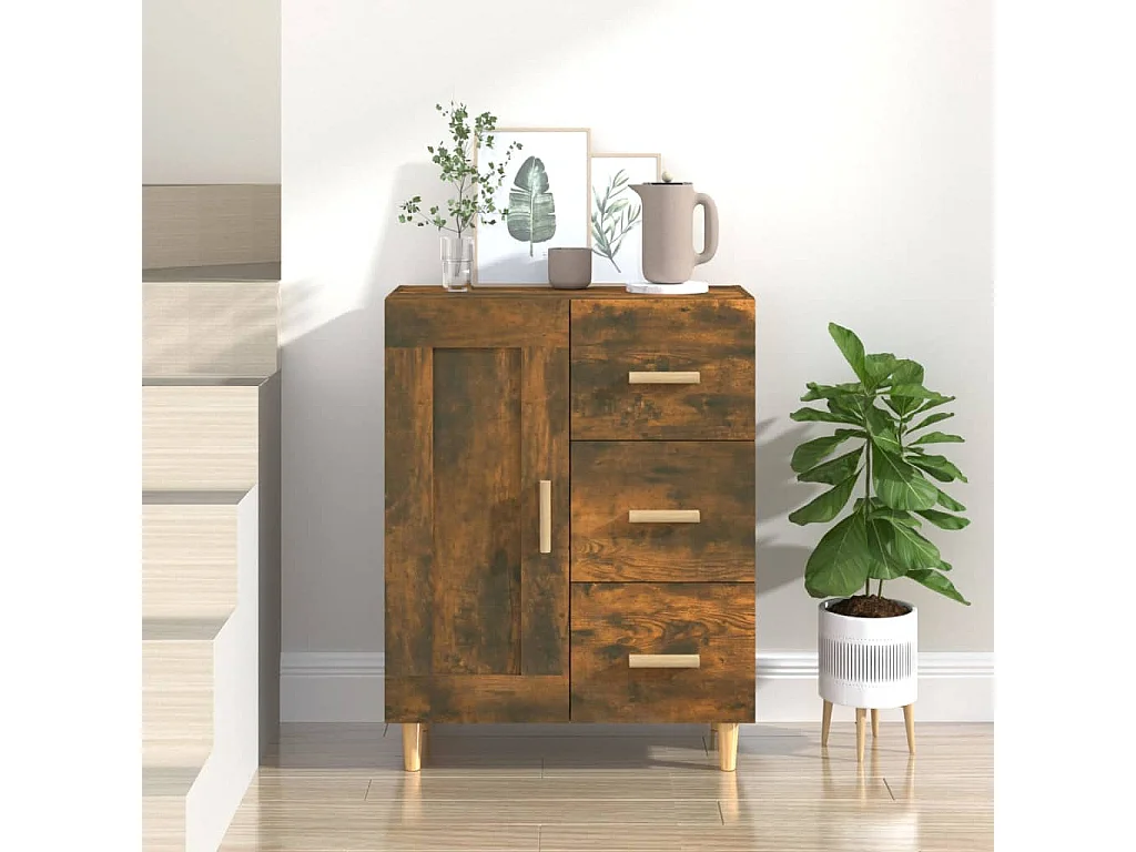 Buffet Chêne fumé 69,5x34x90 cm Bois d'ingénierie