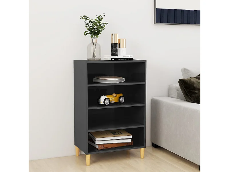 Buffet gris brillant 57x35x90 cm bois d'ingénierie