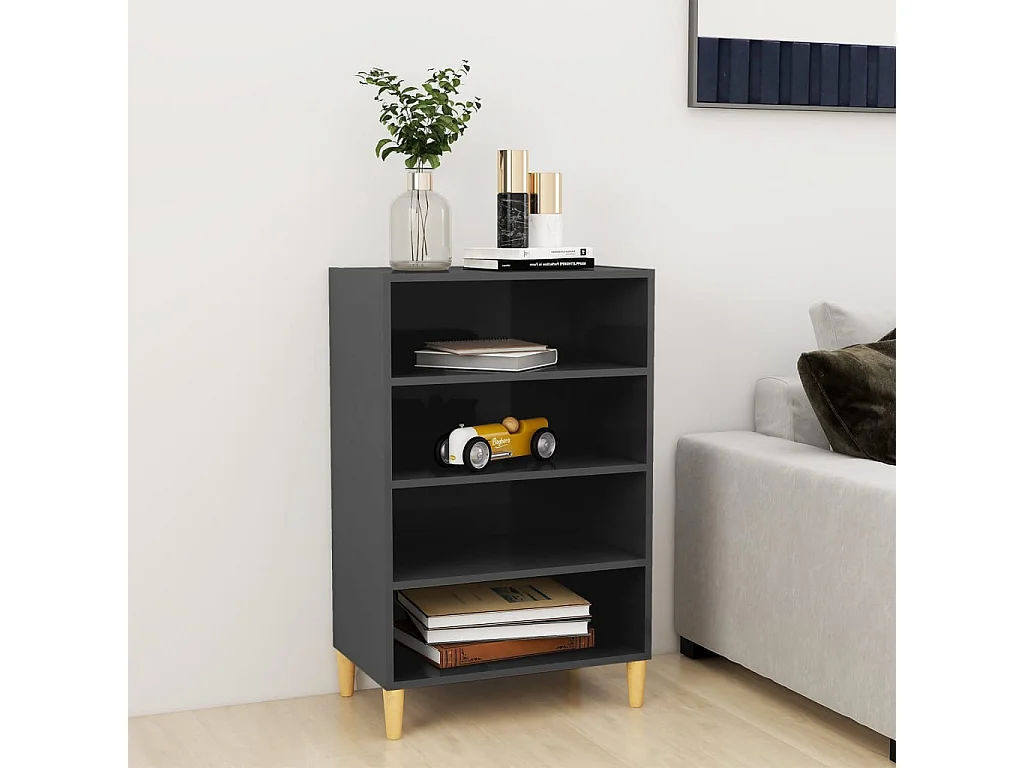 Buffet gris brillant 57x35x90 cm bois d'ingénierie