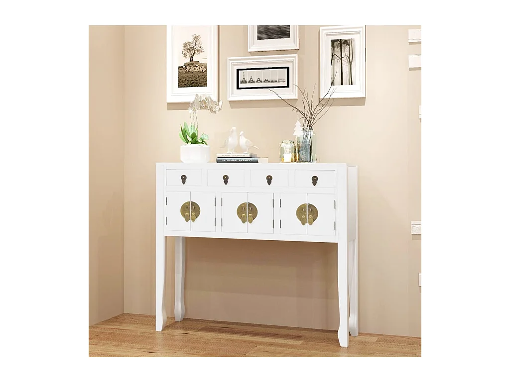 Buffet en style chinois en bois massif Blanc