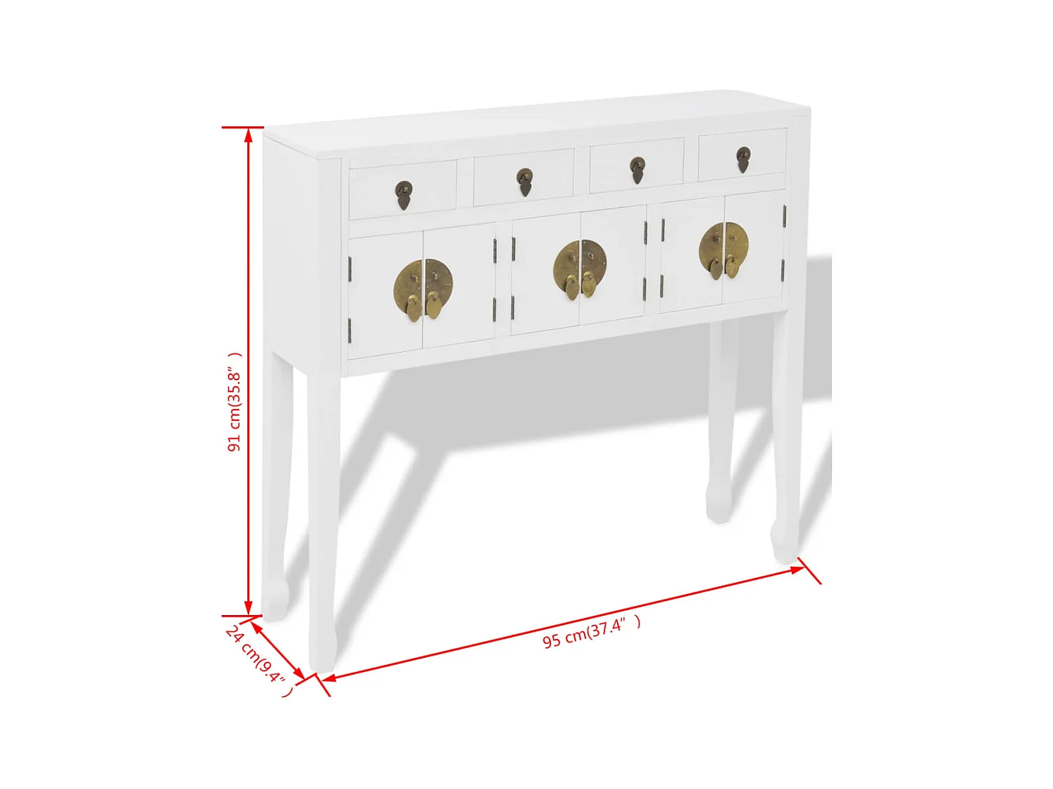 Buffet en style chinois en bois massif Blanc