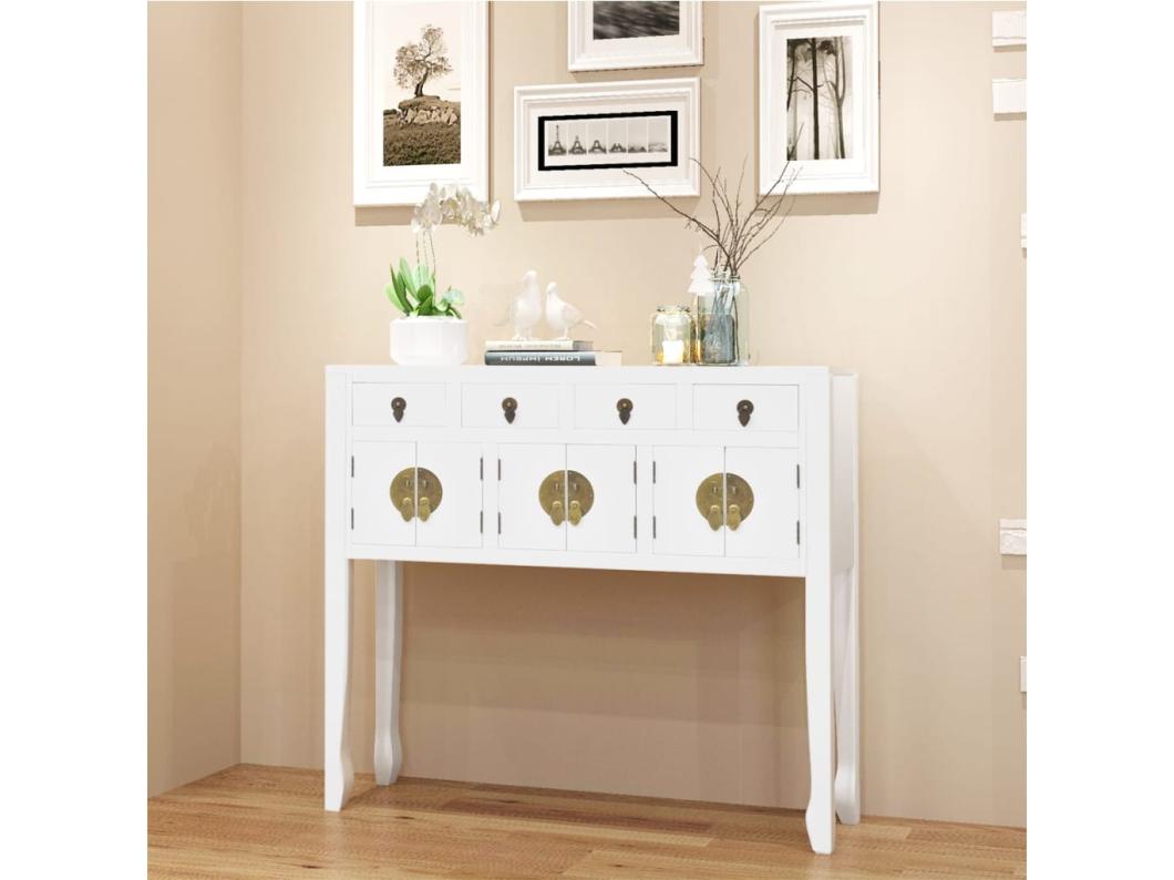 Credenza in Stile Cinese in Legno Massello Bianca