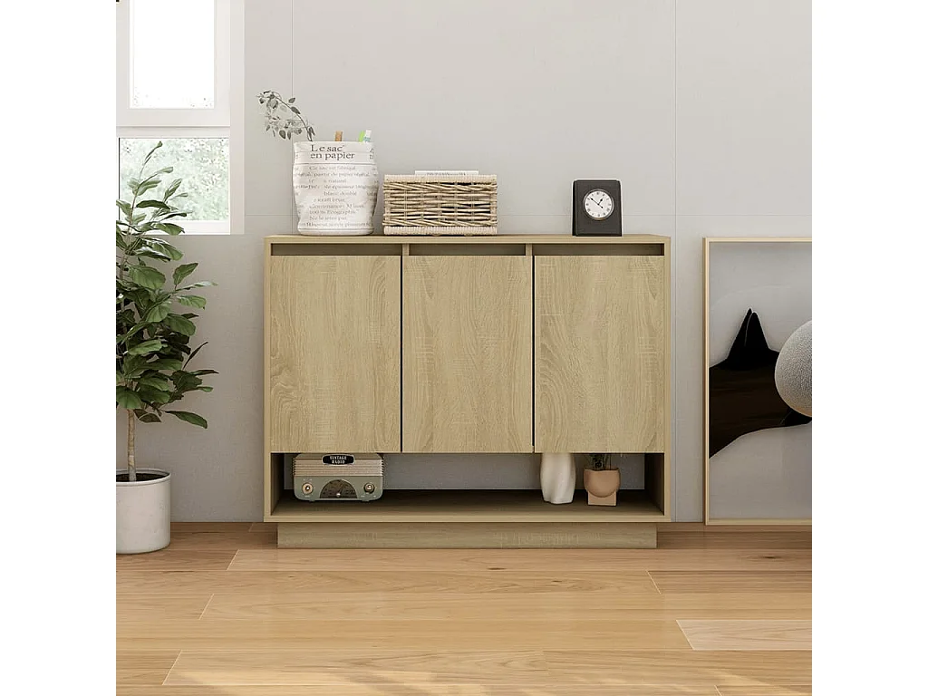 Dressoir 97x31x75 cm bewerkt hout sonoma eikenkleurig