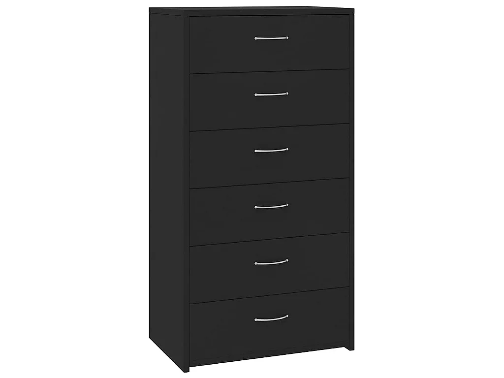 Dressoir met 6 lades 50x34x96 cm bewerkt hout zwart