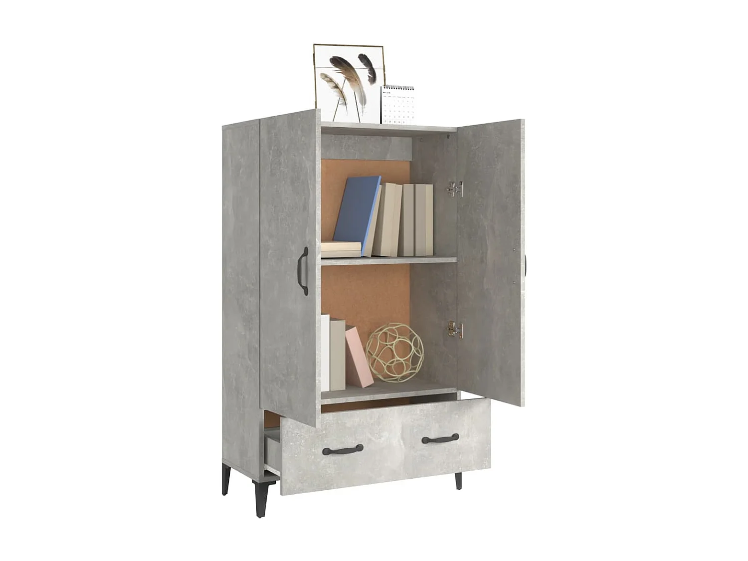 Buffet haut Gris béton 70x31x115 cm Bois d'ingénierie