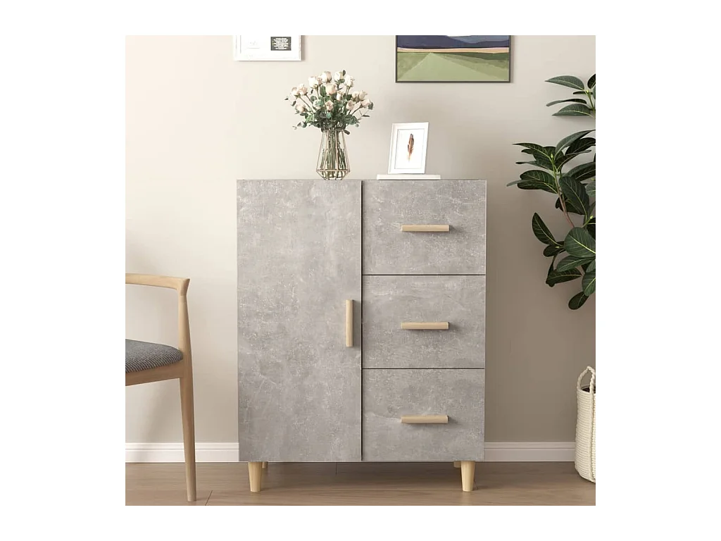 Credenza Grigio Cemento 69,5x34x90 cm in Legno Multistrato