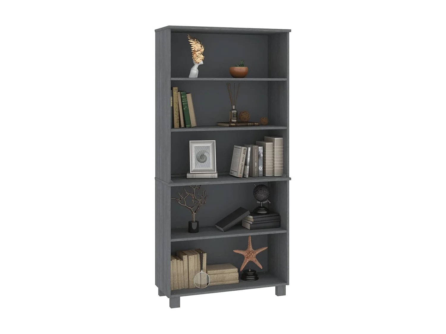 Aparador alto HAMAR pinho maciço cinza-escuro