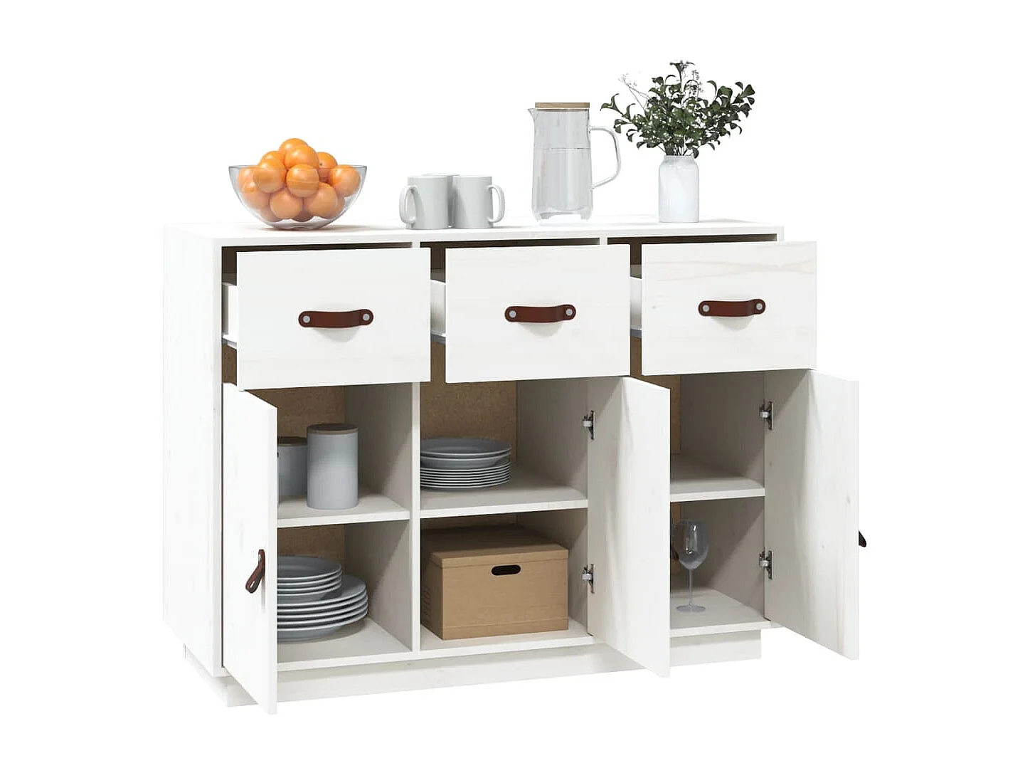 Buffet Blanc 100x40x75 cm Bois massif de pin