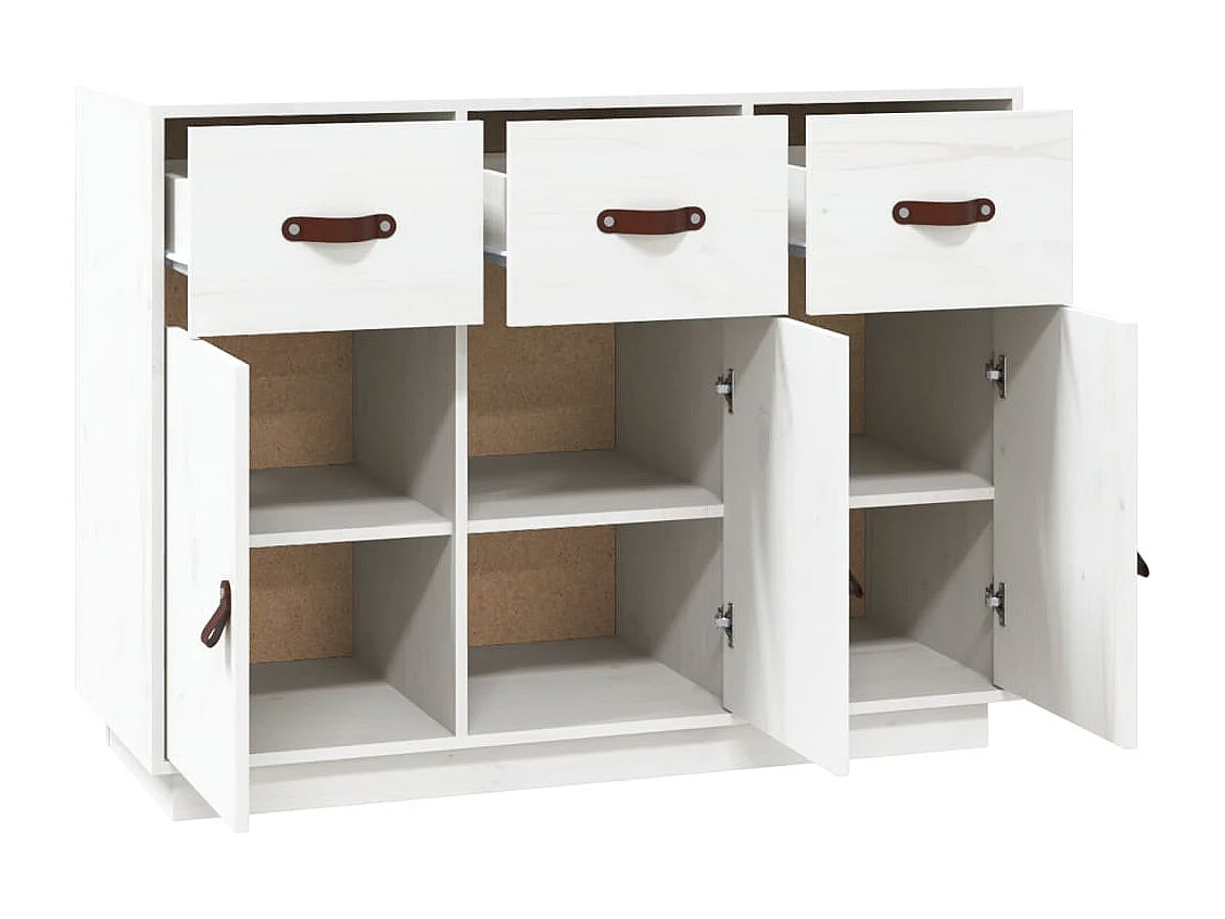 Buffet Blanc 100x40x75 cm Bois massif de pin