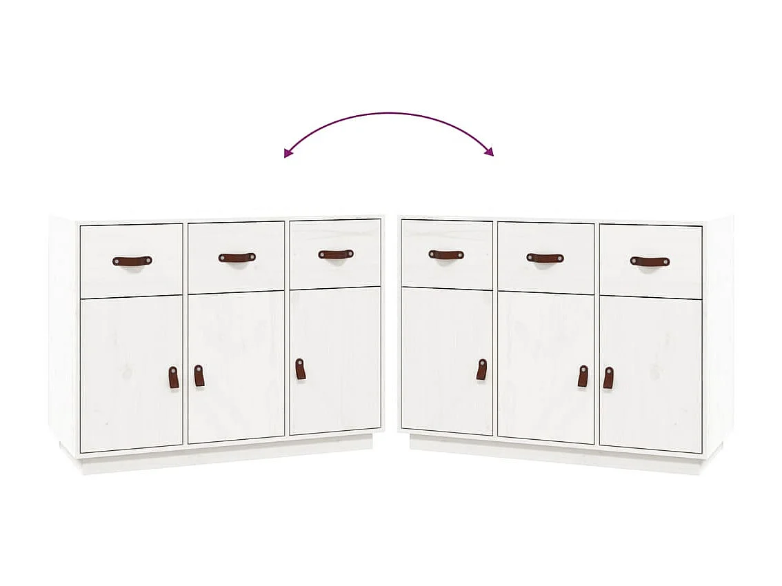 Buffet Blanc 100x40x75 cm Bois massif de pin