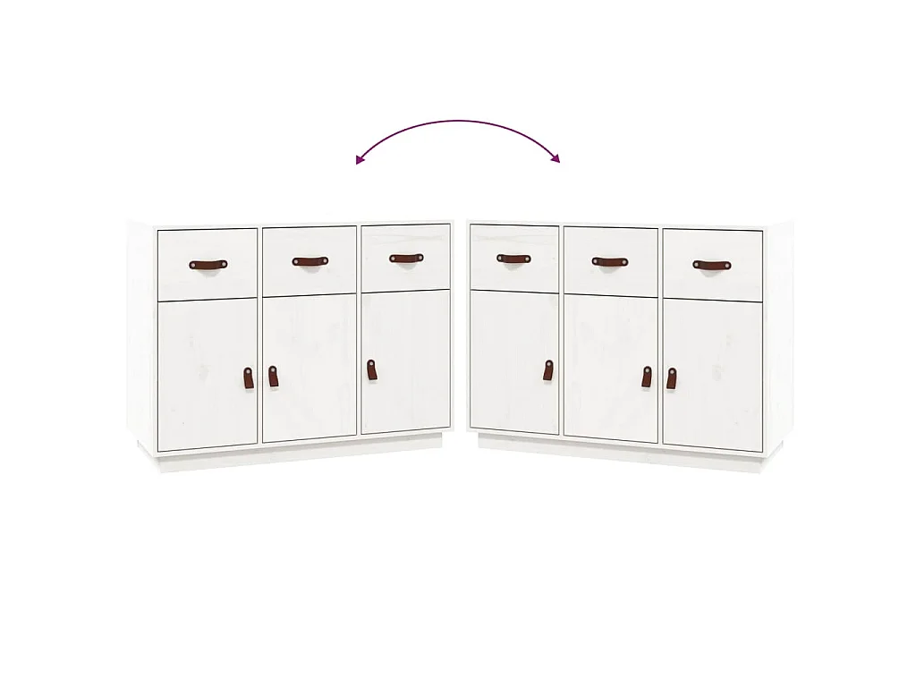 Buffet Blanc 100x40x75 cm Bois massif de pin