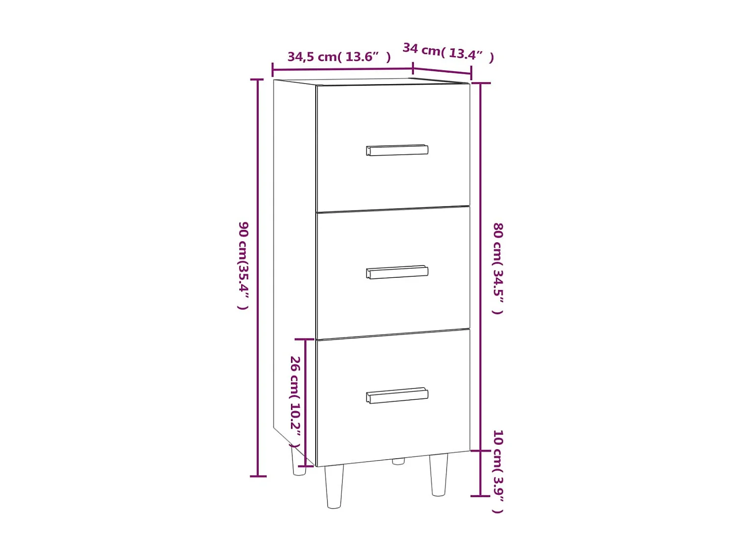 Buffet Sonoma gris 34,5x34x90 cm Bois d'ingénierie