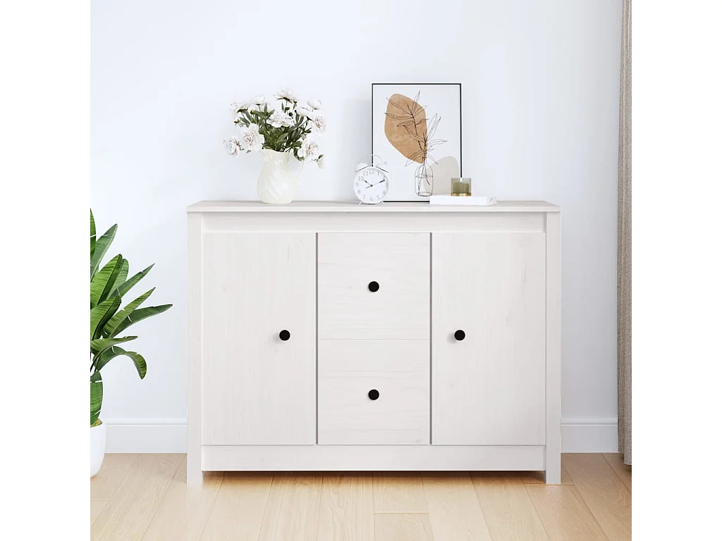 Sideboard Weiß 100x35x74 cm Massivholz Kiefer