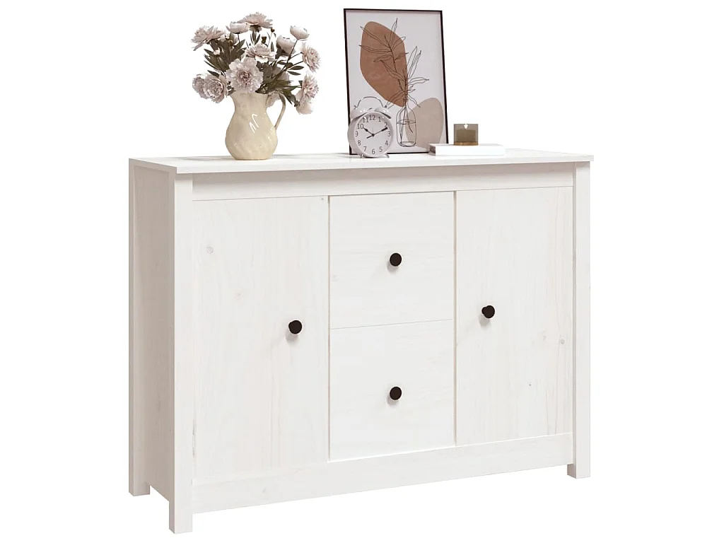 Sideboard Weiß 100x35x74 cm Massivholz Kiefer