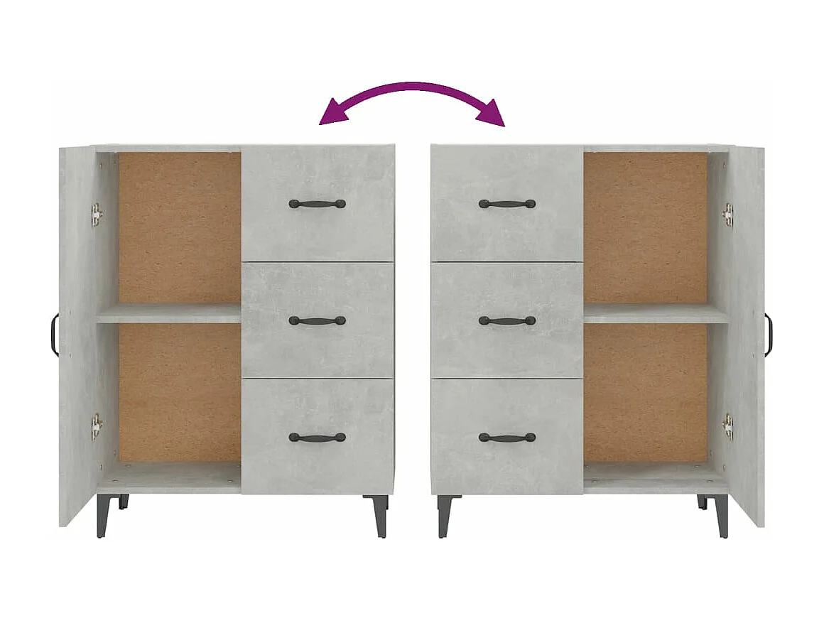 Buffet gris béton 69,5x34x90 cm bois d'ingénierie