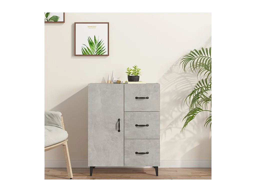 Buffet gris béton 69,5x34x90 cm bois d'ingénierie