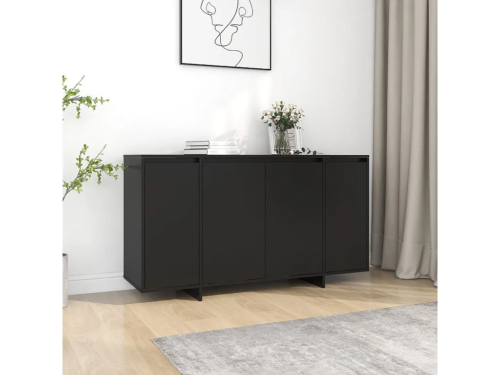 Buffet noir 135x41x75 cm bois d'ingénierie