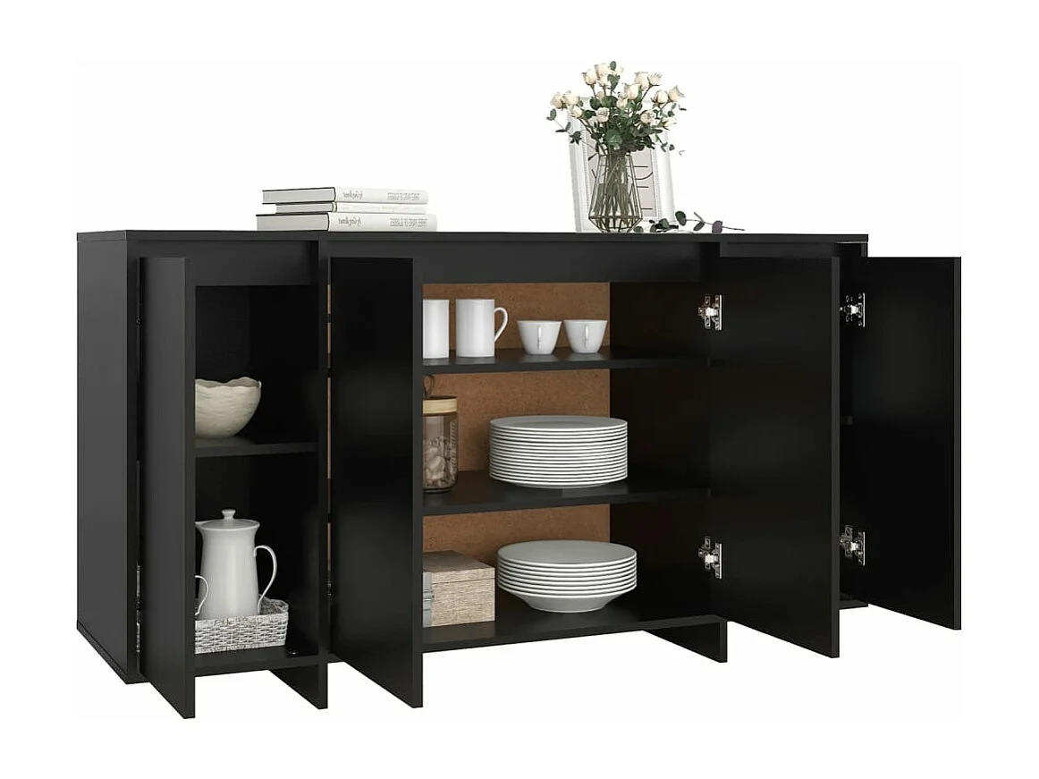 Buffet noir 135x41x75 cm bois d'ingénierie