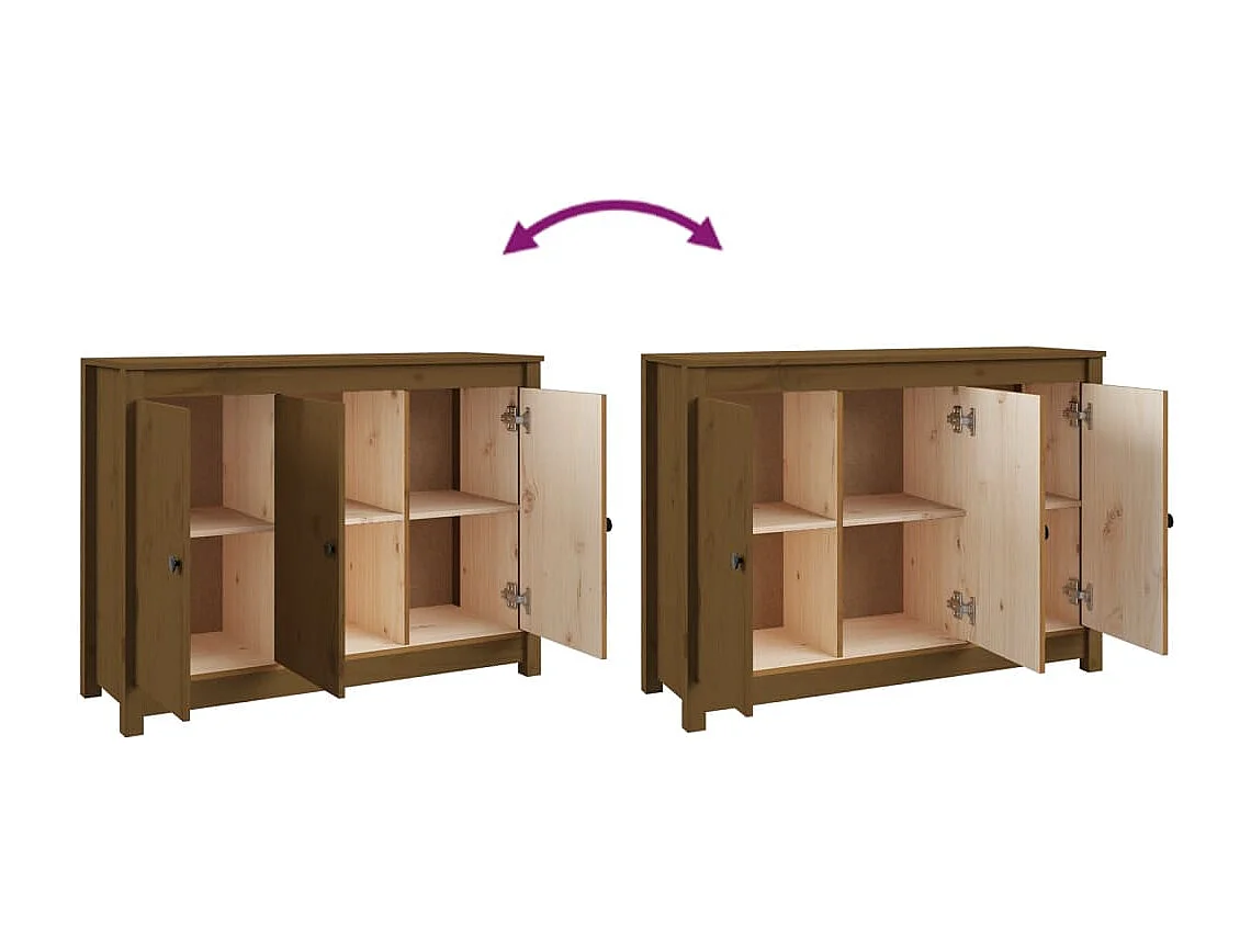 Buffet Marron miel 100x35x74 cm Bois massif de pin