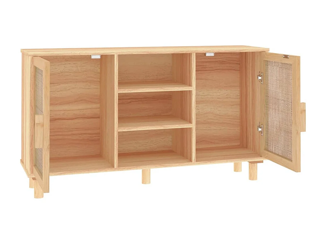 Dressoir 105x30x60 cm massief grenenhout en rattan bruin