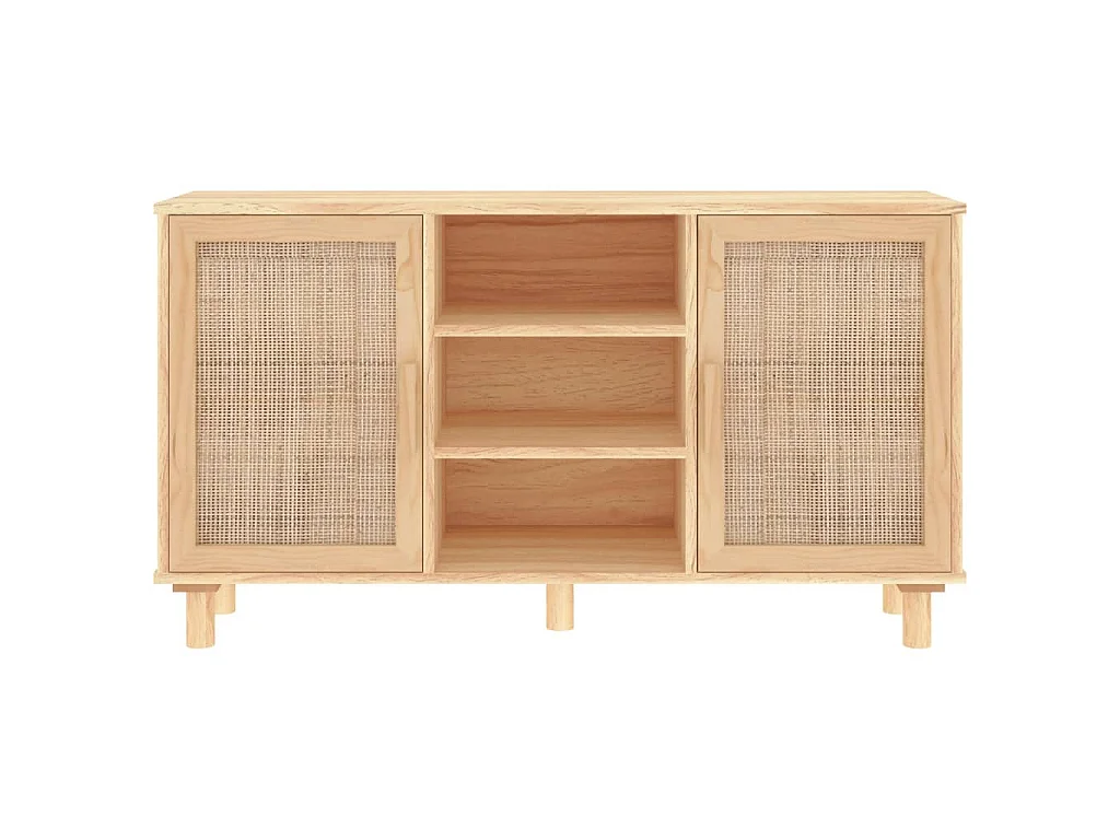 Dressoir 105x30x60 cm massief grenenhout en rattan bruin
