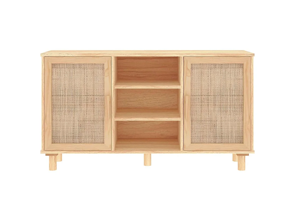 Aparador 105x30x60 cm pinho maciço/vime natural castanho