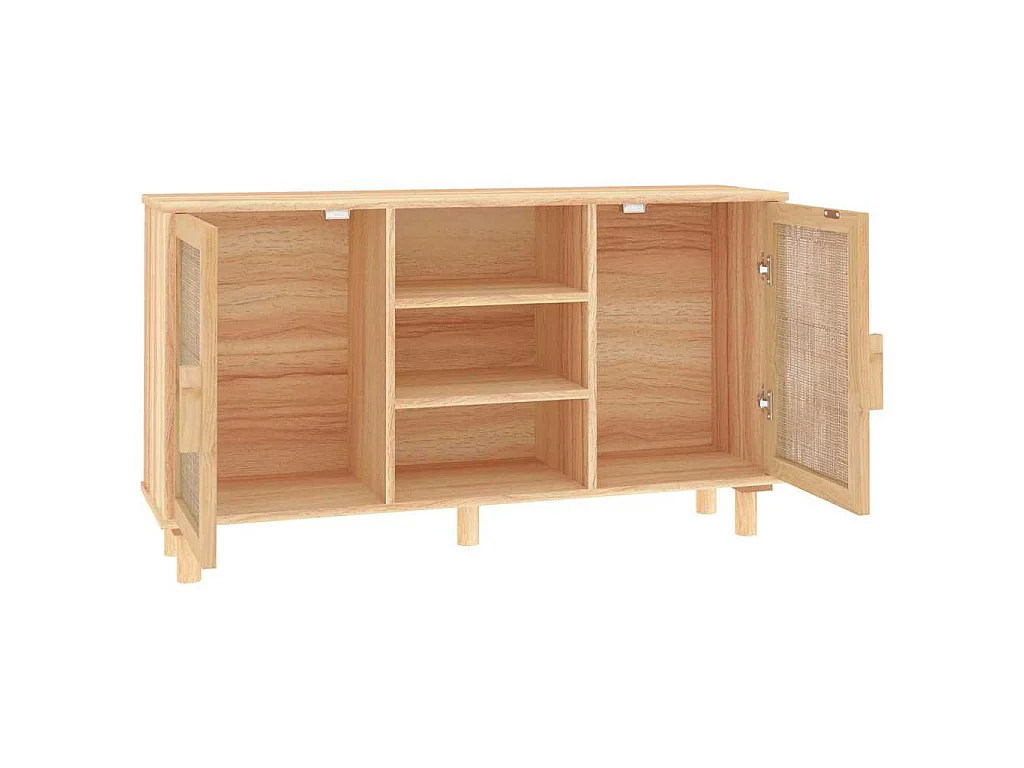 Aparador 105x30x60 cm pinho maciço/vime natural castanho
