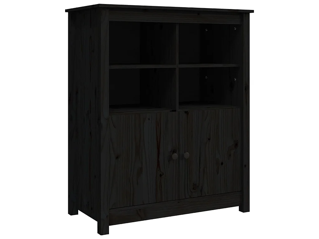Sideboard Schwarz 83x41,5x100 cm Massivholz Kiefer