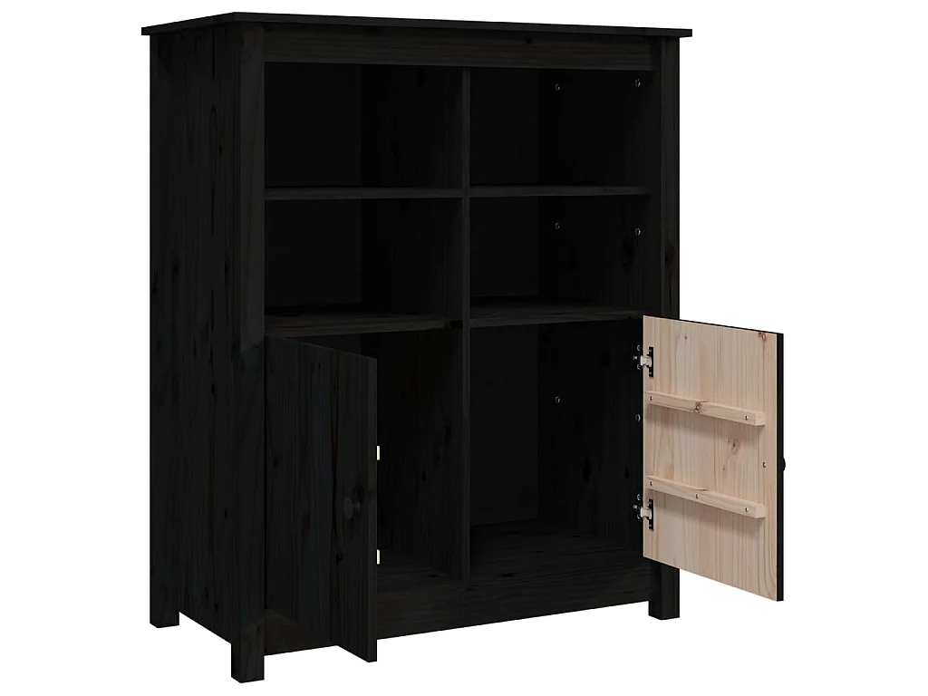 Sideboard Schwarz 83x41,5x100 cm Massivholz Kiefer