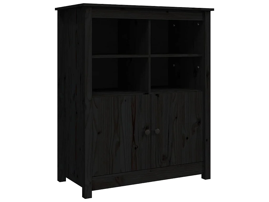 Buffet Noir 83x41,5x100 cm Bois massif de pin