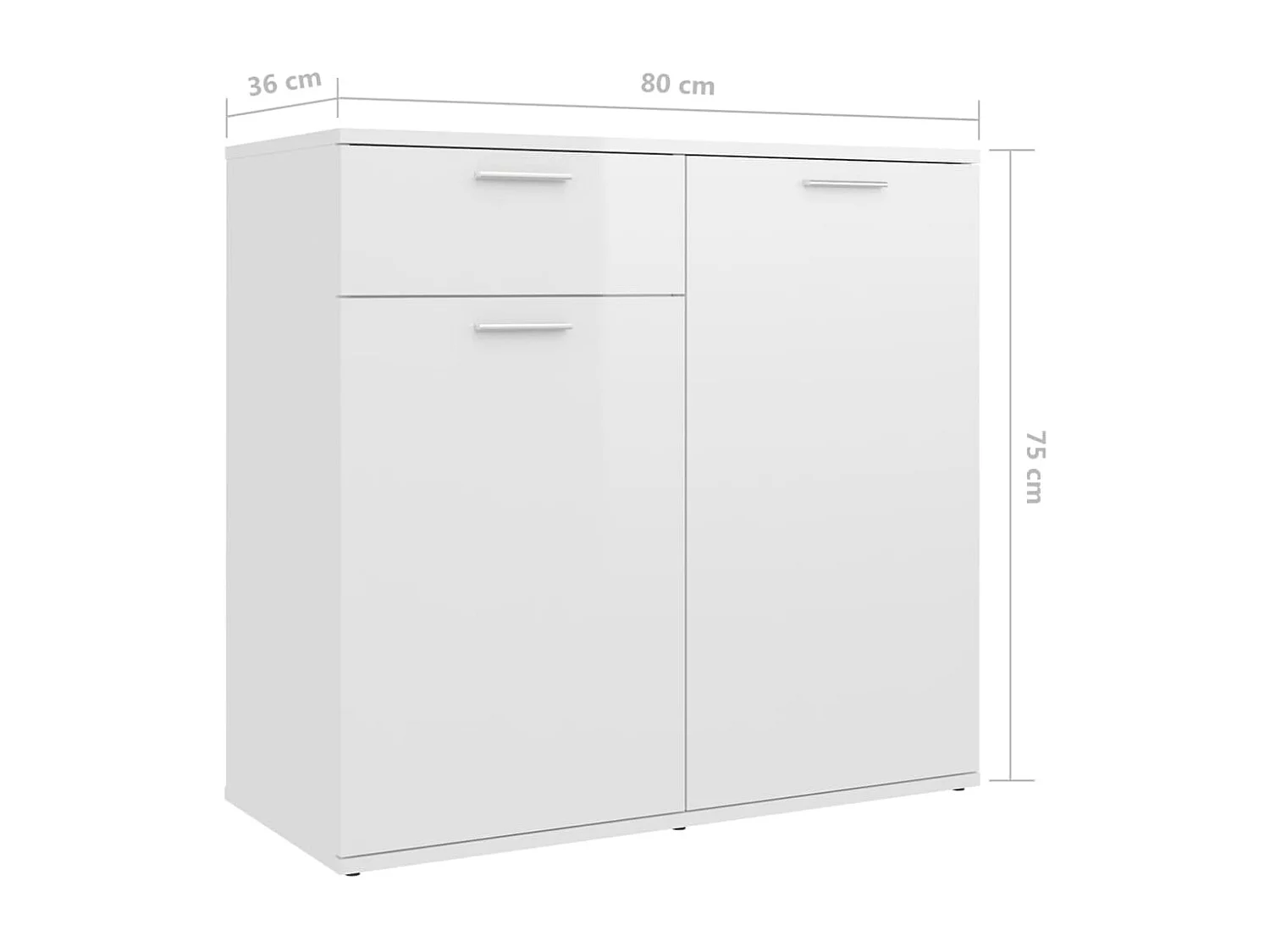 Credenza Bianco Lucido 160x36x75 cm in Legno Multistrato