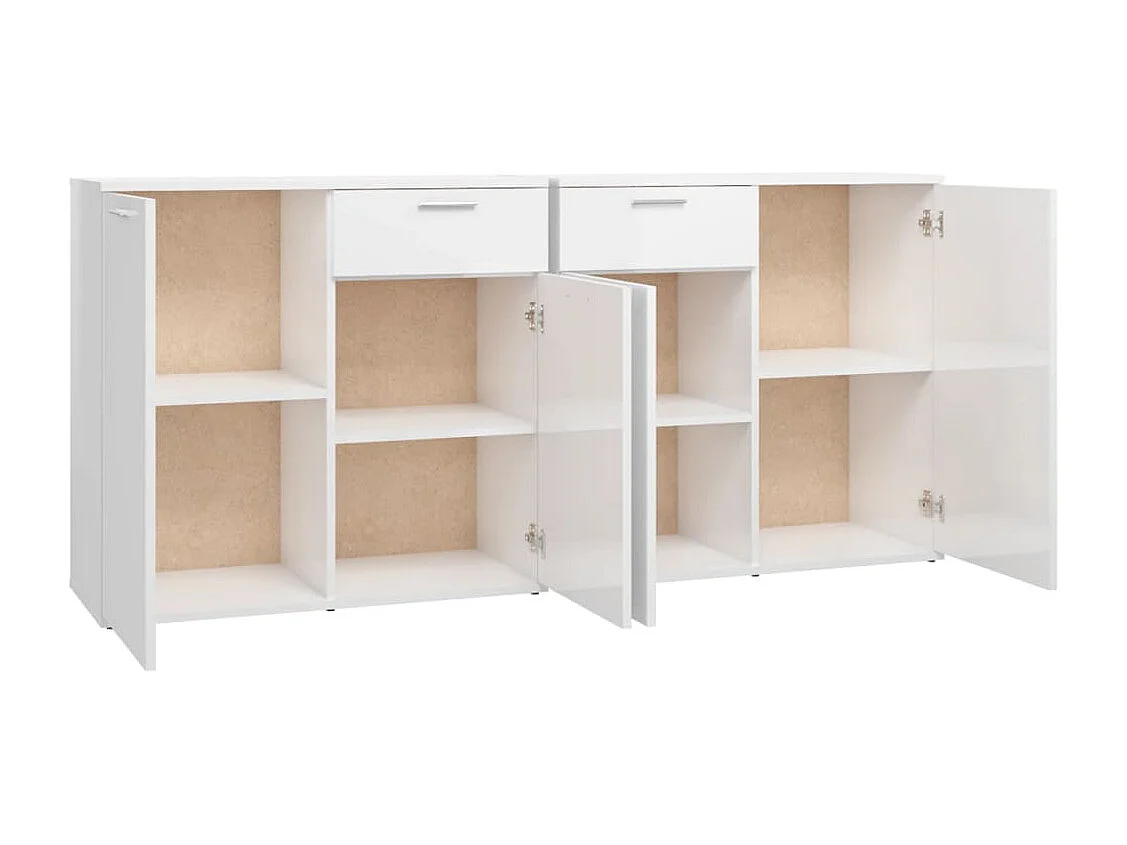 Aparador 160x36x75 cm contraplacado branco brilhante