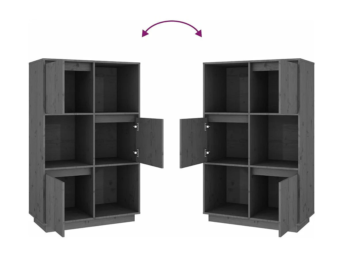 Aparador alto 74x35x117 cm pinho maciço cinzento