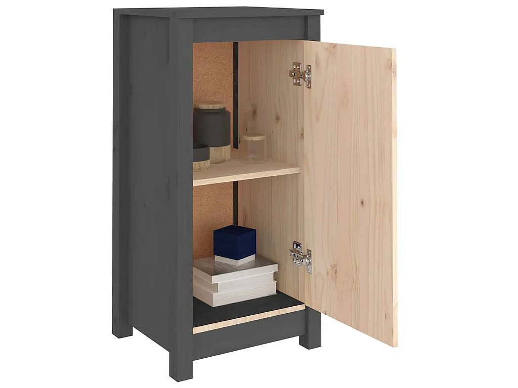 Dressoirs 2 st 39x35x80 cm massief grenenhout grijs