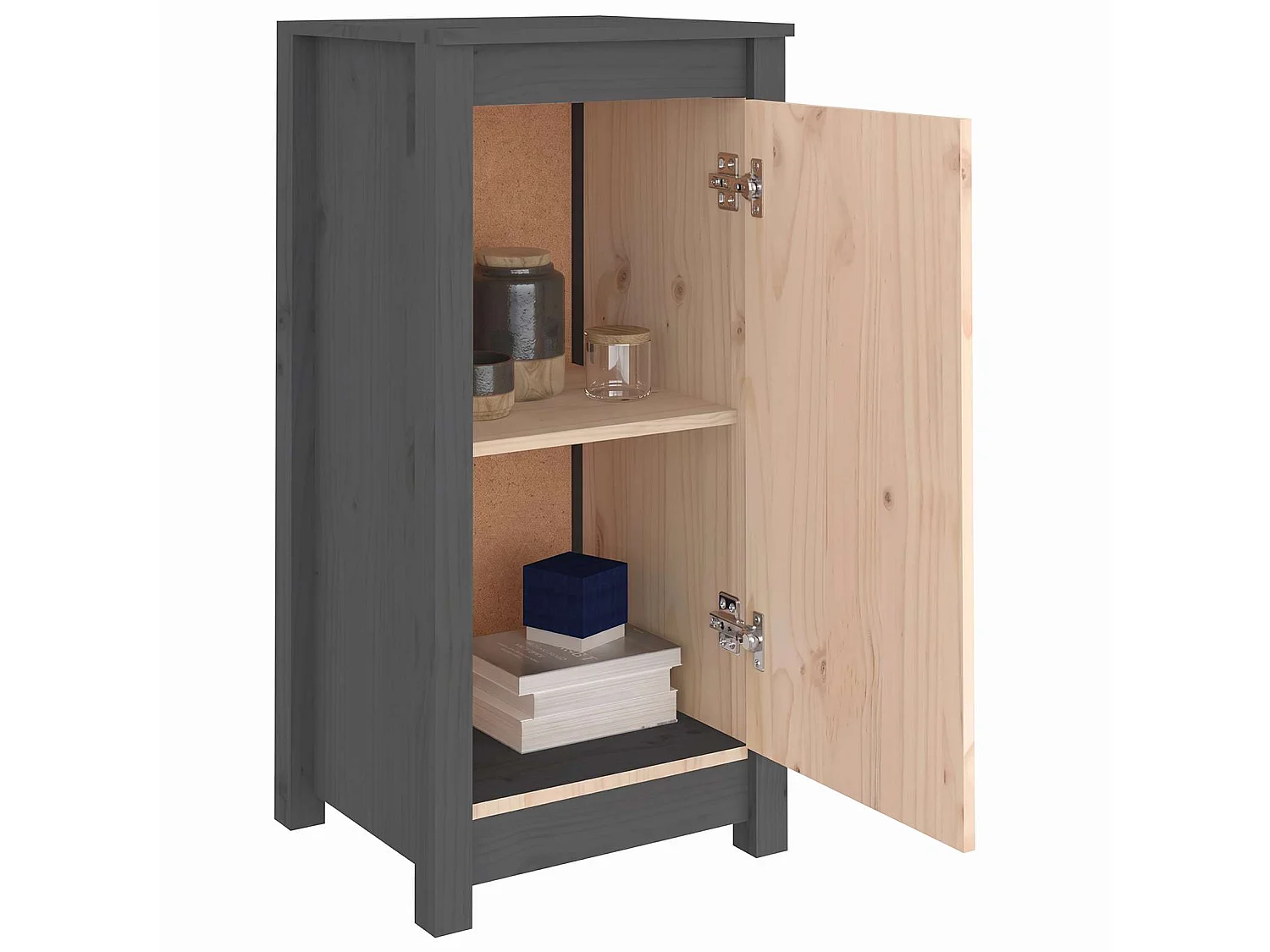 Dressoirs 2 st 39x35x80 cm massief grenenhout grijs