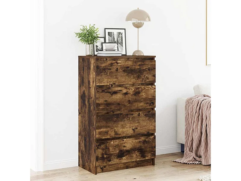 Dressoir 60x35x98,5 cm bewerkt hout gerookt eikenkleurig