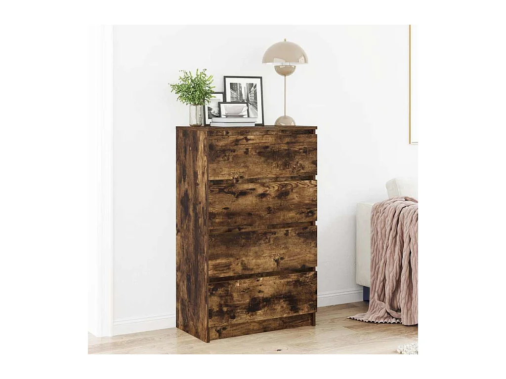 Dressoir 60x35x98,5 cm bewerkt hout gerookt eikenkleurig
