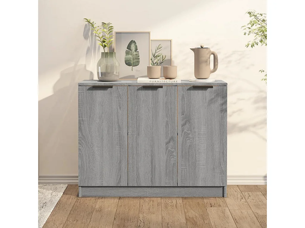 Dressoir 90,5x30x70 cm bewerkt hout grijs sonoma eikenkleurig